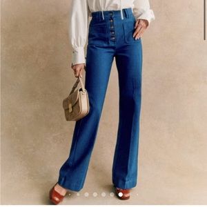 Sezane blue trousers. Size 4 Worn twice…just a little snug.